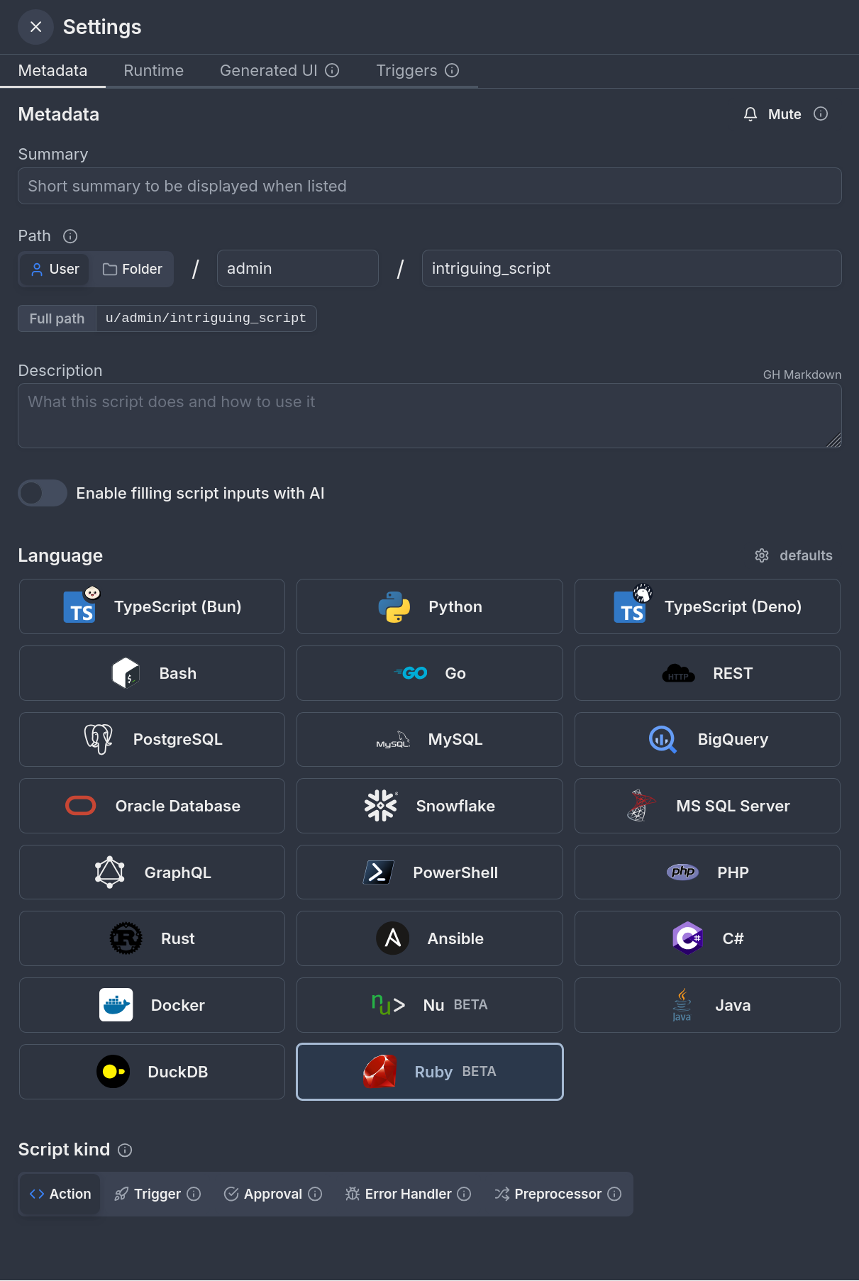Ruby Settings